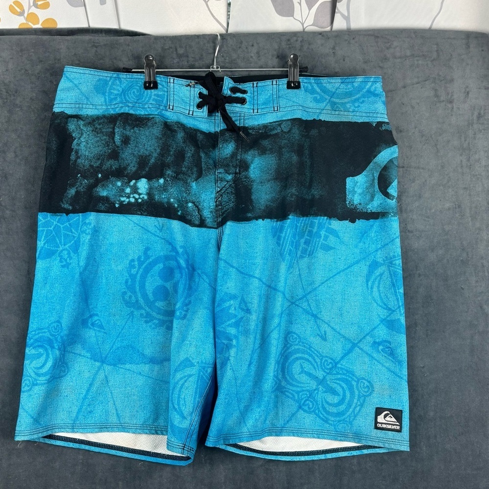 Quiksilver x Kelly Slater VERY Y2K Ocean Blue Board Shorts Sz 38